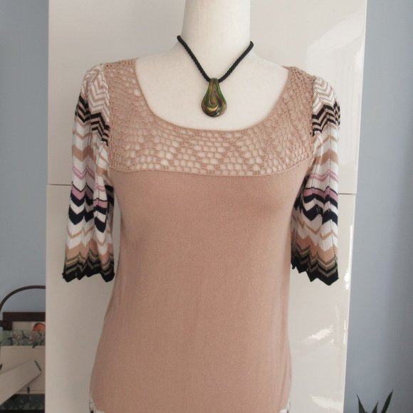 RXB Fitted Knitted Slip On Chevron Dress, Size M (Juniors), Beige Multicolor - Picture 3 of 13